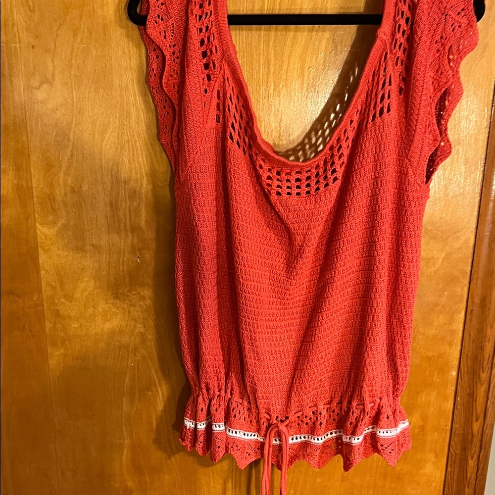 Fashion to Figure Red Crochet Tunic Top